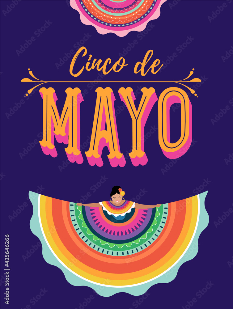Cinco de Mayo - May 5, federal holiday in Mexico. Fiesta banner and poster design with flags, flowers, decorations Cinco de Mayo - May 5, federal holiday in Mexico. Fiesta banner and poster design with flags, flowers, decorations