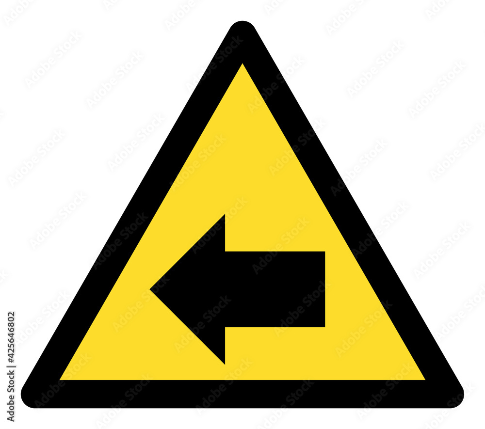 Left direction warning icon with flat style. Isolated raster left direction warning icon image on a white background. Left direction warning icon with flat style. Isolated raster left direction warning icon image on a white background.