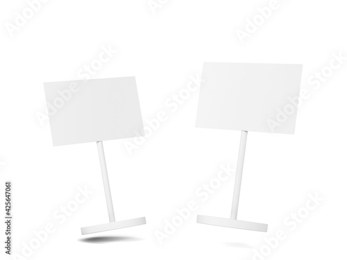 Blank sign on a metal pole stand mockup