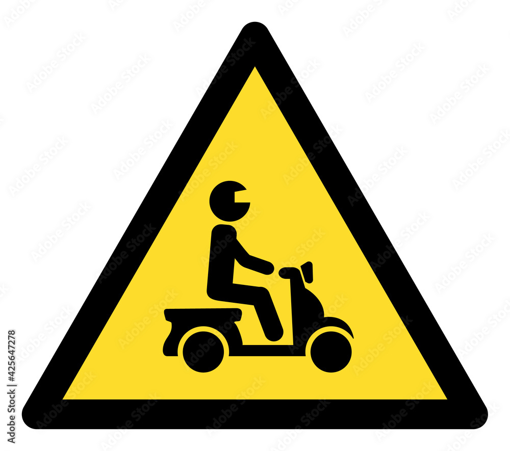 Motorbike danger icon with flat style. Isolated raster motorbike danger icon image on a white background. Motorbike danger icon with flat style. Isolated raster motorbike danger icon image on a white background.