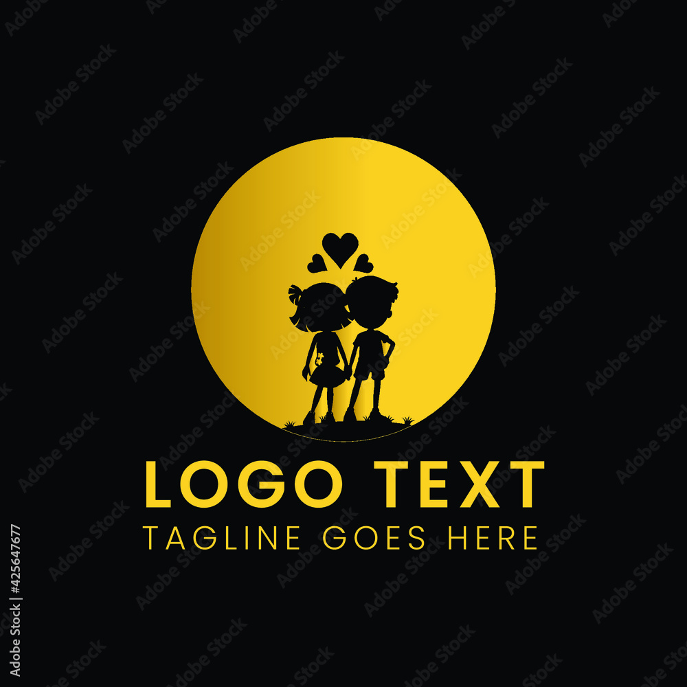Childcare dream golden logo design illustration template Childcare dream golden logo design illustration template