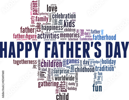 Father's day vector illustration word cloud isolated on a white background.