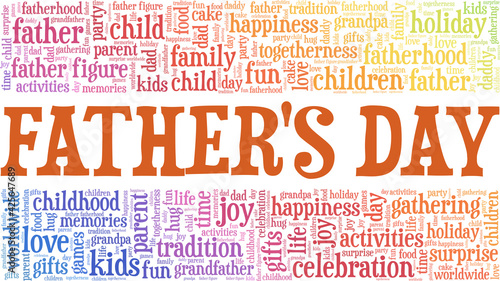 Father's day vector illustration word cloud isolated on a white background.