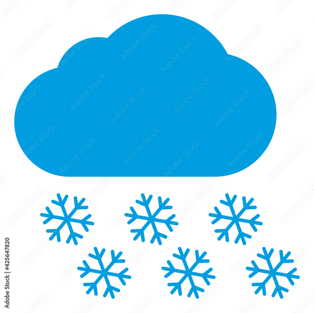 Snow cloud icon with flat style. Isolated raster snow cloud icon image on a white background. Snow cloud icon with flat style. Isolated raster snow cloud icon image on a white background.