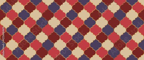 Eid Mubarak Islamic Illustration. Traditional Ramadan Golden Mosque Motif.