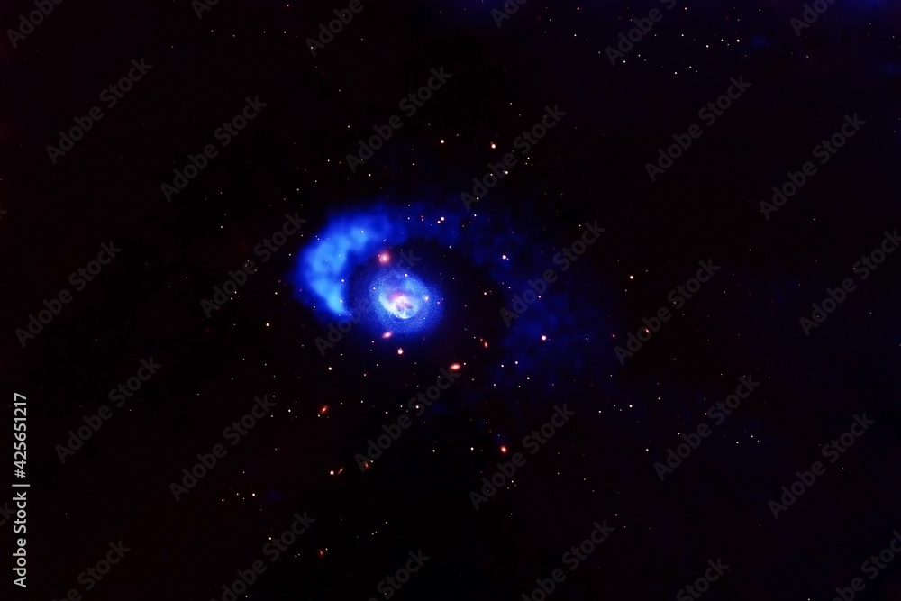 Space nebula in blue. Blue space with stars. Elements of this image were furnished by NASA.