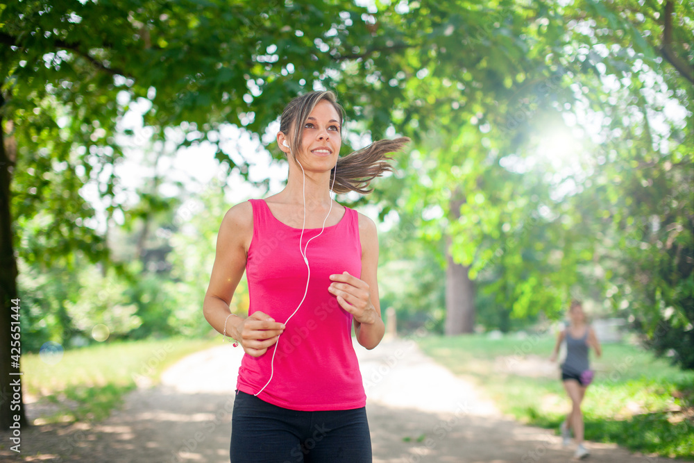 Woman running at the park