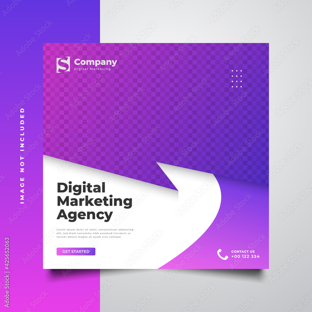 Fototapeta premium Digital marketing agency social media post template in colorful and dynamic concept
