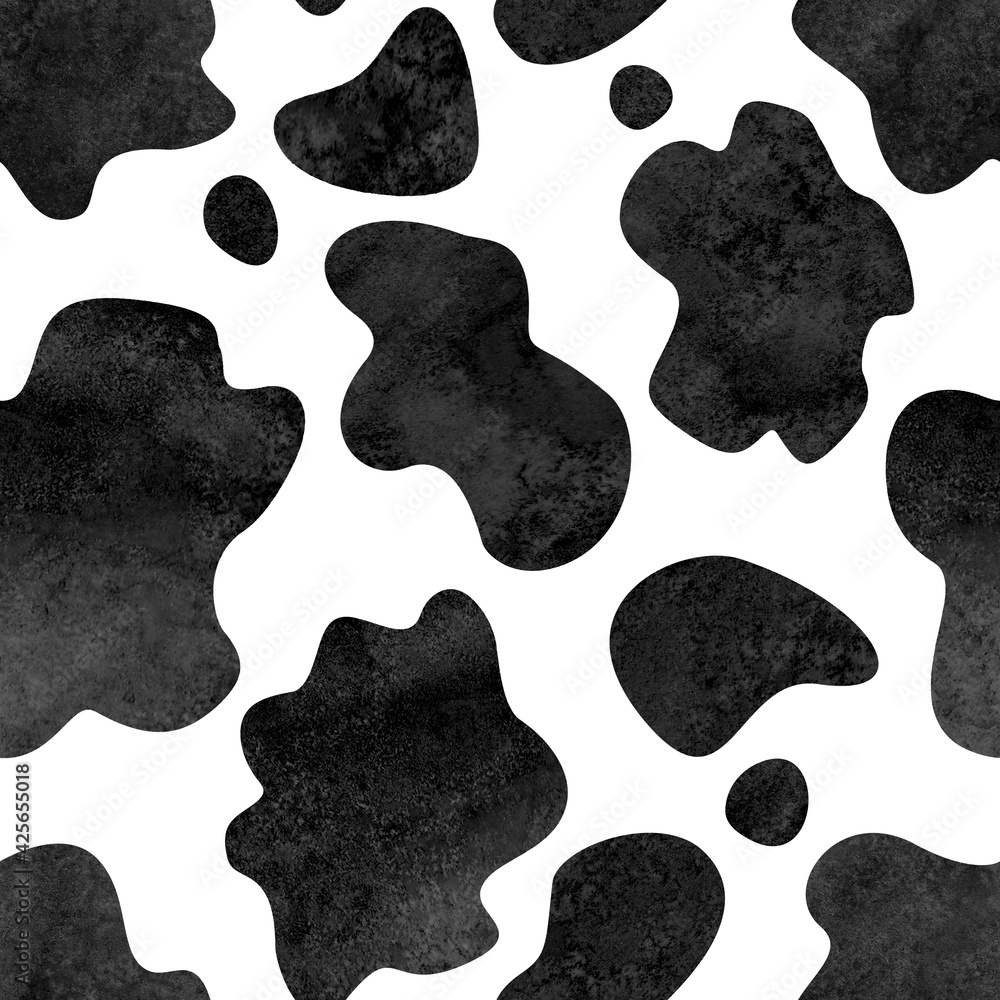 Abstract black and white cow spots seamless pattern background Stock ...