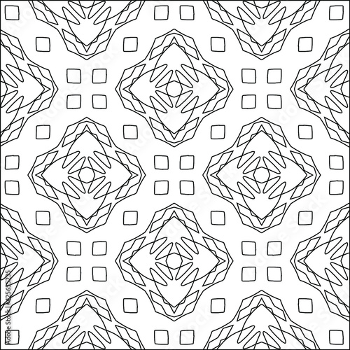  Geometric vector pattern with triangular elements. Seamless abstract ornament for wallpapers and backgrounds. Black and white colors. 