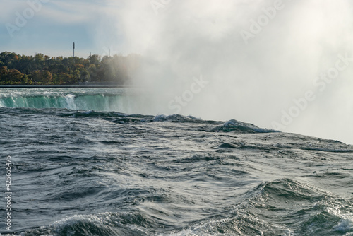 Close view of a top of Horseshoe Falls, a part of Niagara Falls