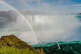 Double rainbow over the Horseshoe Falls with a mist of water splashes