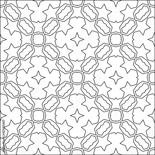 Geometric vector pattern with triangular elements. Seamless abstract ornament for wallpapers and backgrounds. Black and white colors. 