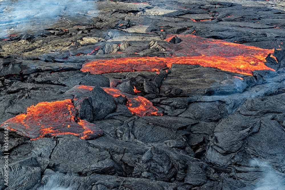 Magma in Fagradalsfjall volcanic eruption, Iceland Stock Photo | Adobe ...