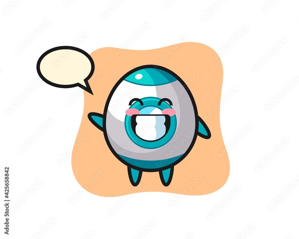Obraz premium rocket cartoon character doing wave hand gesture