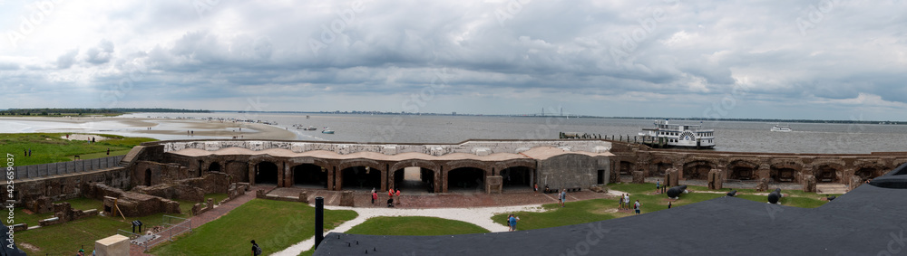 A panoramic view of Ft Sumter from within the Fort