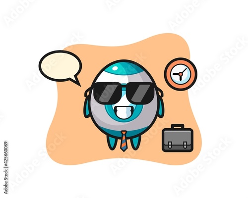 Cartoon mascot of rocket as a businessman