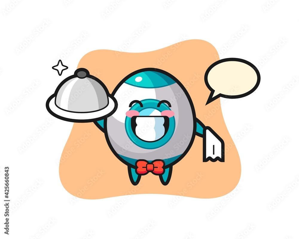 Obraz premium Character mascot of rocket as a waiters