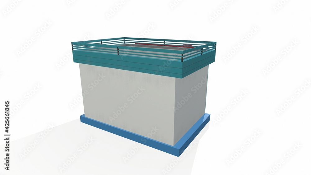 The building of city pharmacy. Showcase with medications. Flat style.3d-illustration 3d-rendering The building of city pharmacy. Showcase with medications. Flat style.3d-illustration 3d-rendering