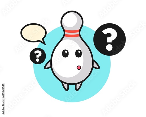 Cartoon Illustration of bowling pin with the question mark