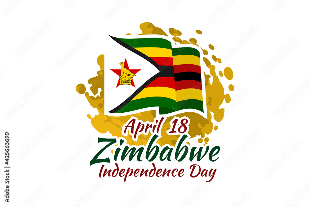April 18, Independence day of Zimbabwe vector illustration. Suitable for greeting card, poster and banner.  - obrazy, fototapety, plakaty 