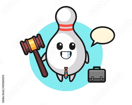 Illustration of bowling pin mascot as a lawyer