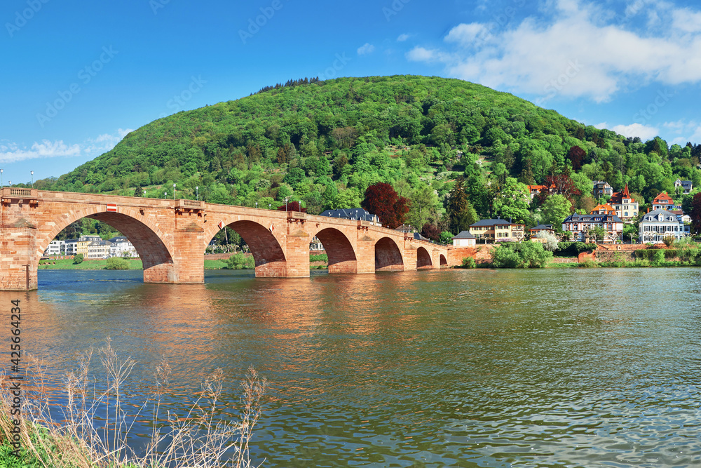 The Old Bridge over the River Neckar in Spring, Heidelberg, Germ