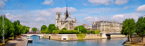 Paris, river Seine with Notre-Dame cathedral from the back on a