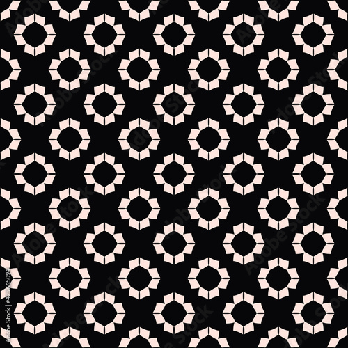 Eight piece circles pattern. Vector black background and same round shapes.