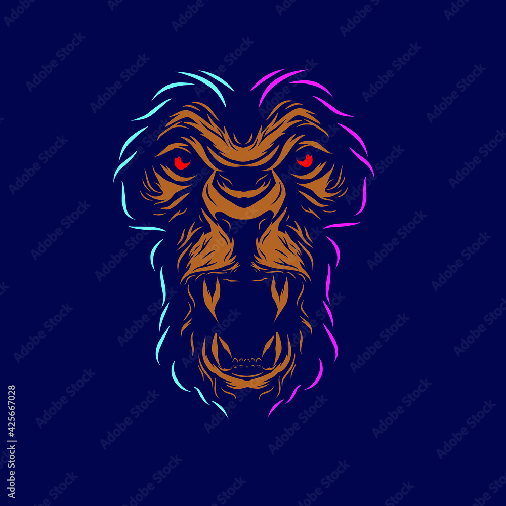 Lion head face vector silhouette line pop art potrait logo colorful design with dark background. Abstract vector illustration. Isolated black background for t-shirt, poster, clothing. Lion head face vector silhouette line pop art potrait logo colorful design with dark background. Abstract vector illustration. Isolated black background for t-shirt, poster, clothing.
