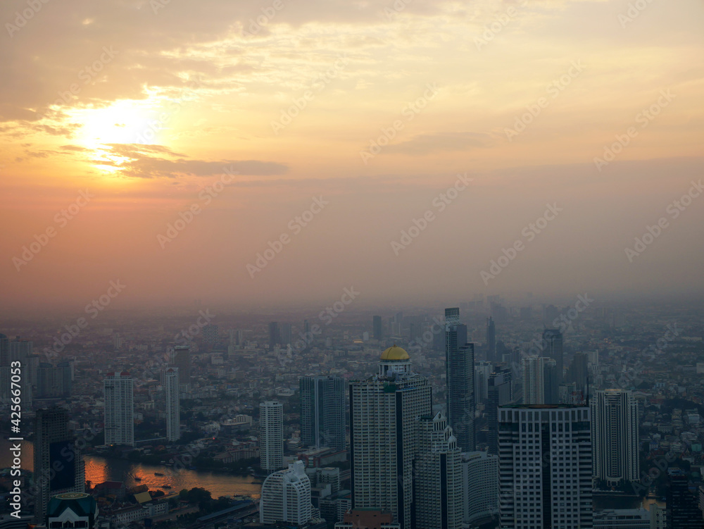 Fototapeta premium Beautiful capital city in the sunrise evening