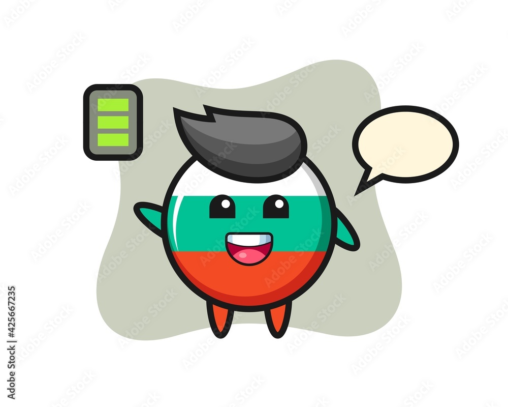 bulgaria flag badge mascot character with energetic gesture