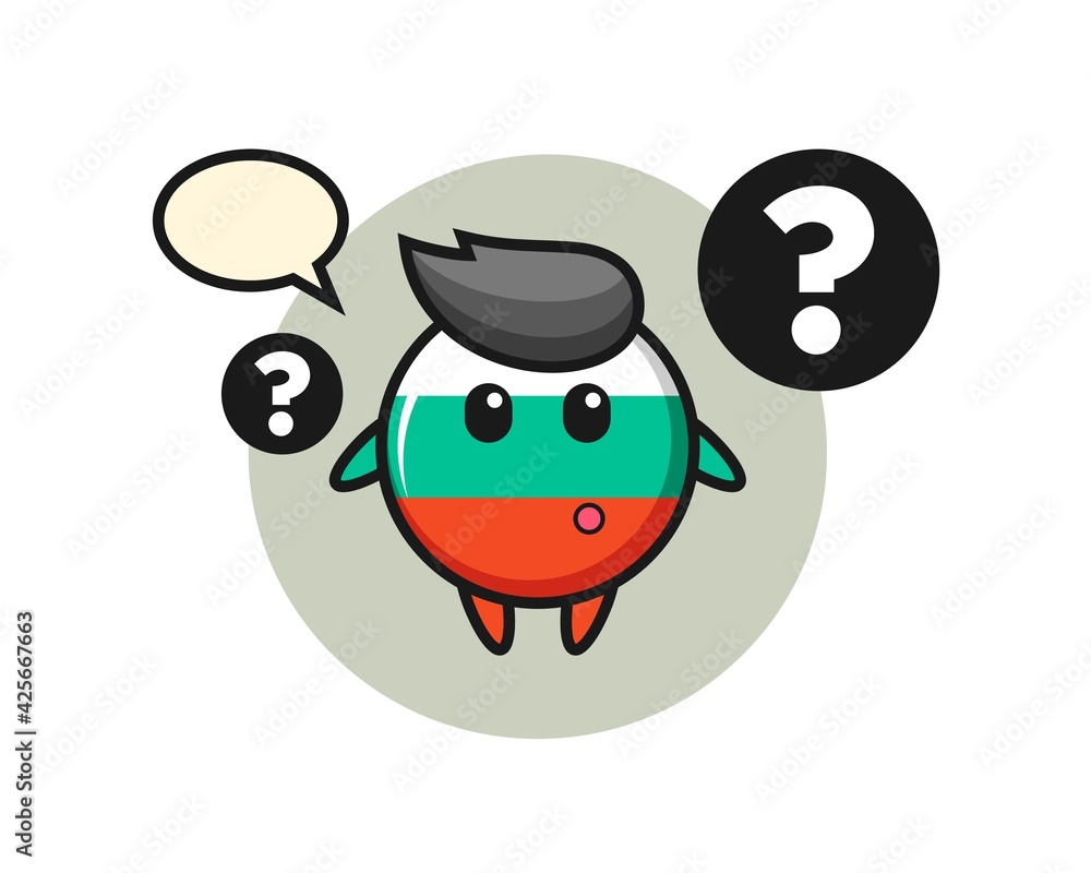 Cartoon Illustration of bulgaria flag badge with the question mark