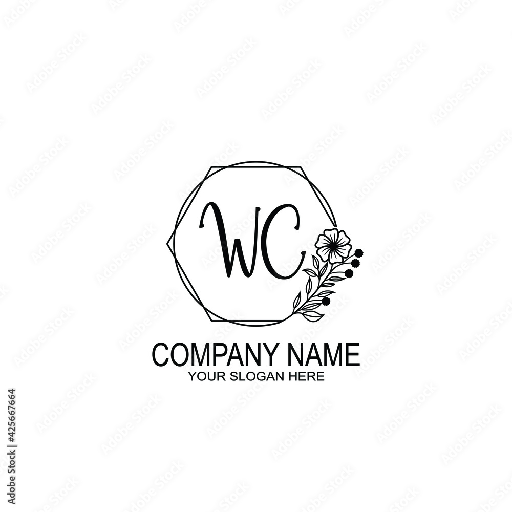 WC Initials handwritten minimalistic logo template vector WC Initials handwritten minimalistic logo template vector