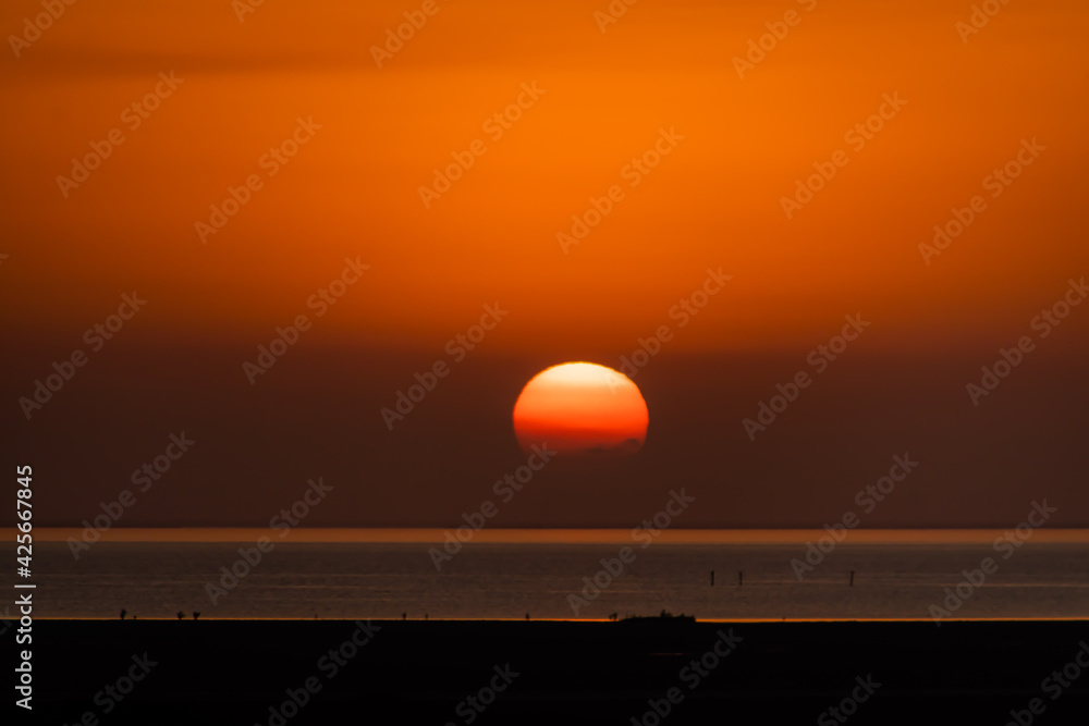 Orange Sunset At South Padre Island Texas