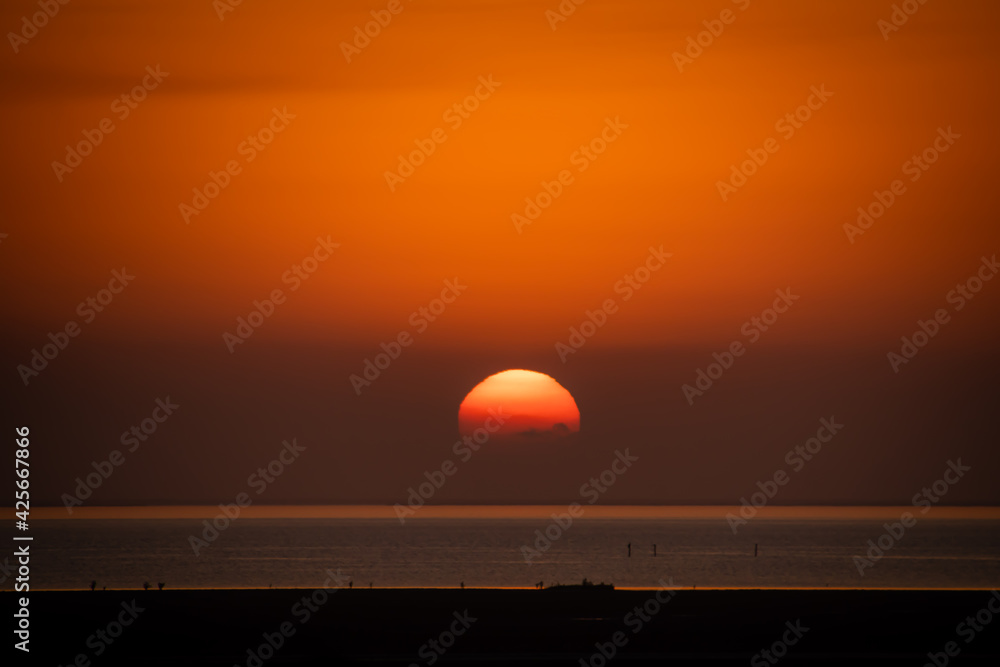 Orange Sunset At South Padre Island Texas