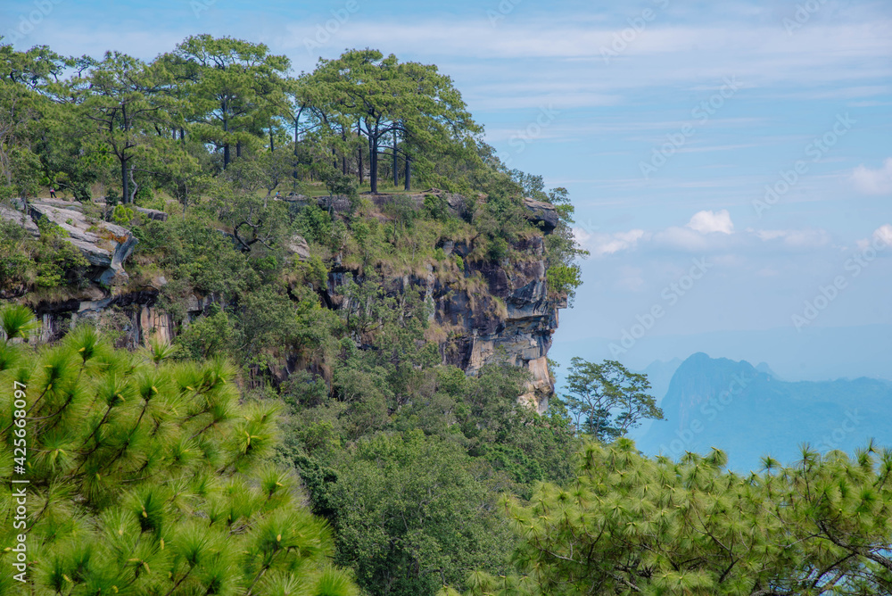 Trekking routes on the cliffs of Phu Kradueng Mountain, Thailand