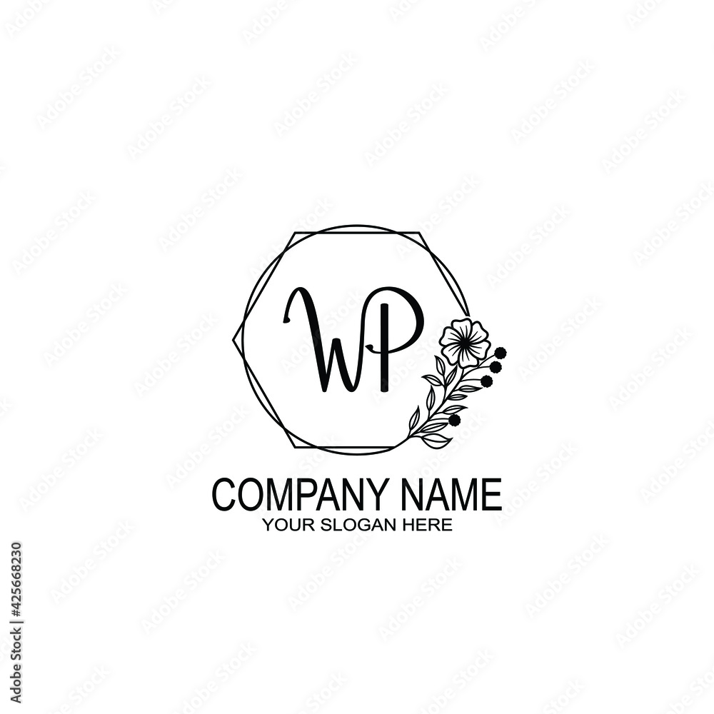 WP Initials handwritten minimalistic logo template vector WP Initials handwritten minimalistic logo template vector
