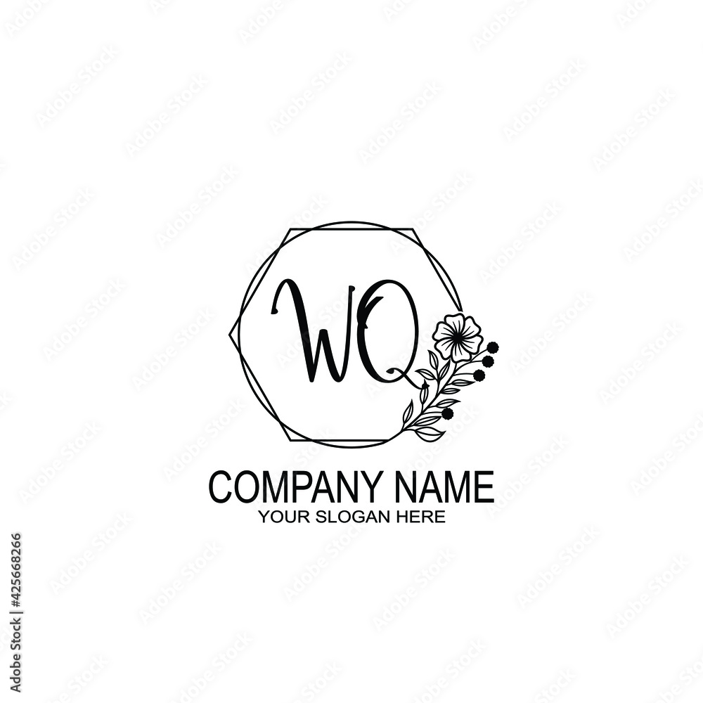 WQ Initials handwritten minimalistic logo template vector WQ Initials handwritten minimalistic logo template vector