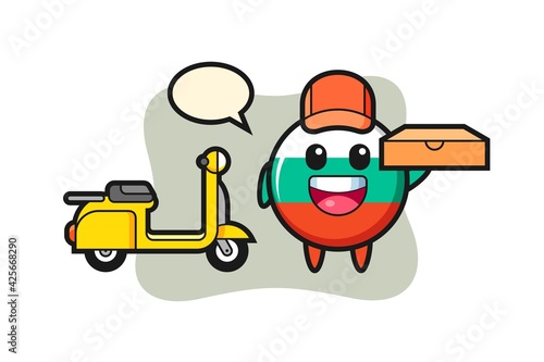 Character Illustration of bulgaria flag badge as a pizza deliveryman