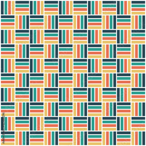 Patrón de azulejos formados por líneas de colores creando un entrelazado