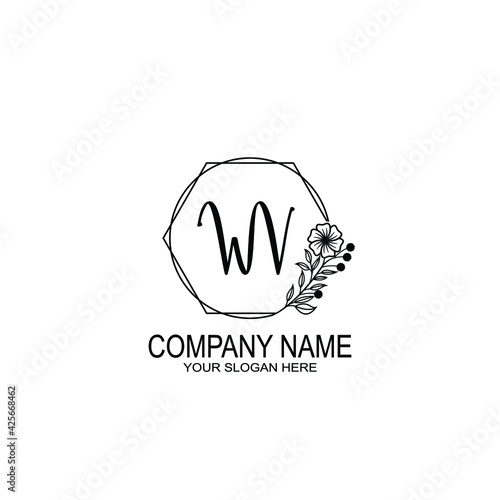 WV Initials handwritten minimalistic logo template vector