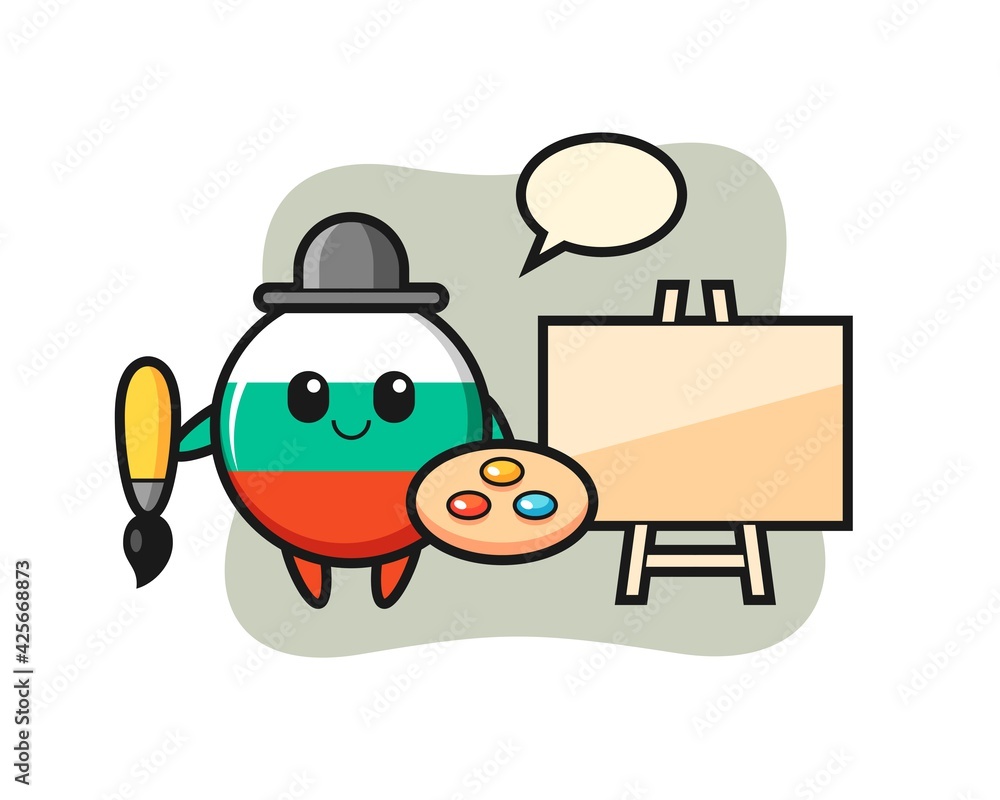 Fototapeta premium Illustration of bulgaria flag badge mascot as a painter