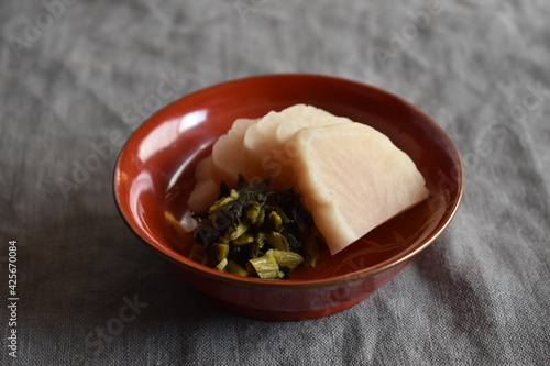 Pickled Suguki (Brassica rapa var. neosuguki), Vegetable produced in Kyoto, Japan photo