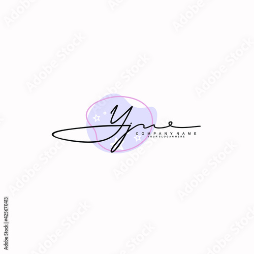 YJ Initials handwritten minimalistic logo template vector