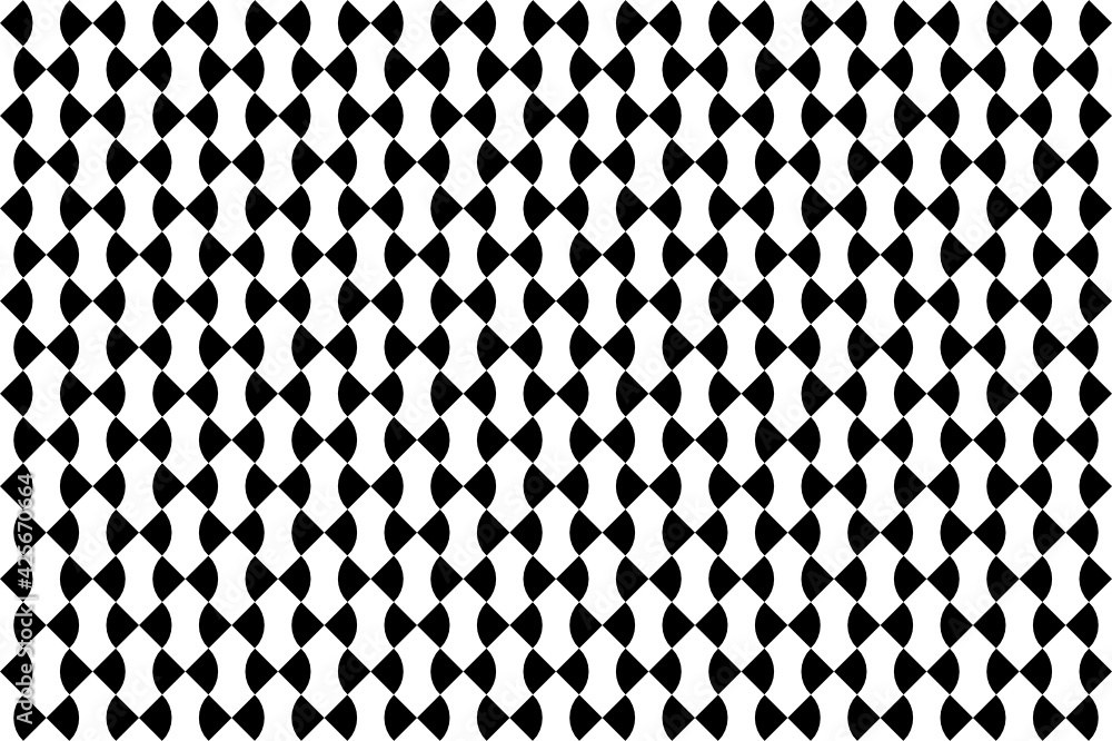 Patrón de cuartos de círculos negros emparejados sobre fondo blanco