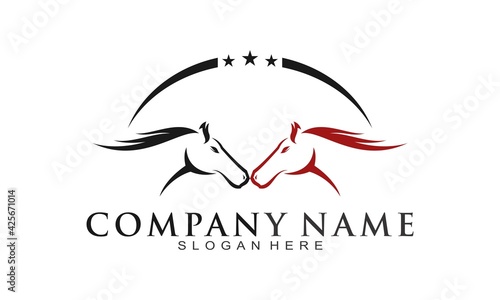 Two strong horse vector logo