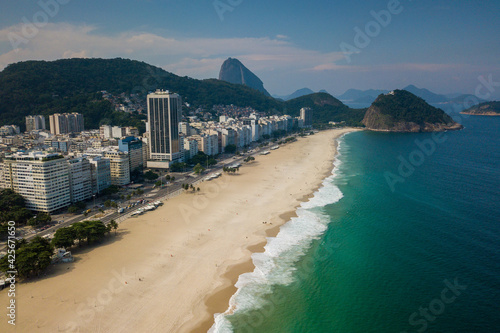 Aerial View of Copacabana Beach in Rio de Janeiro  Brazil