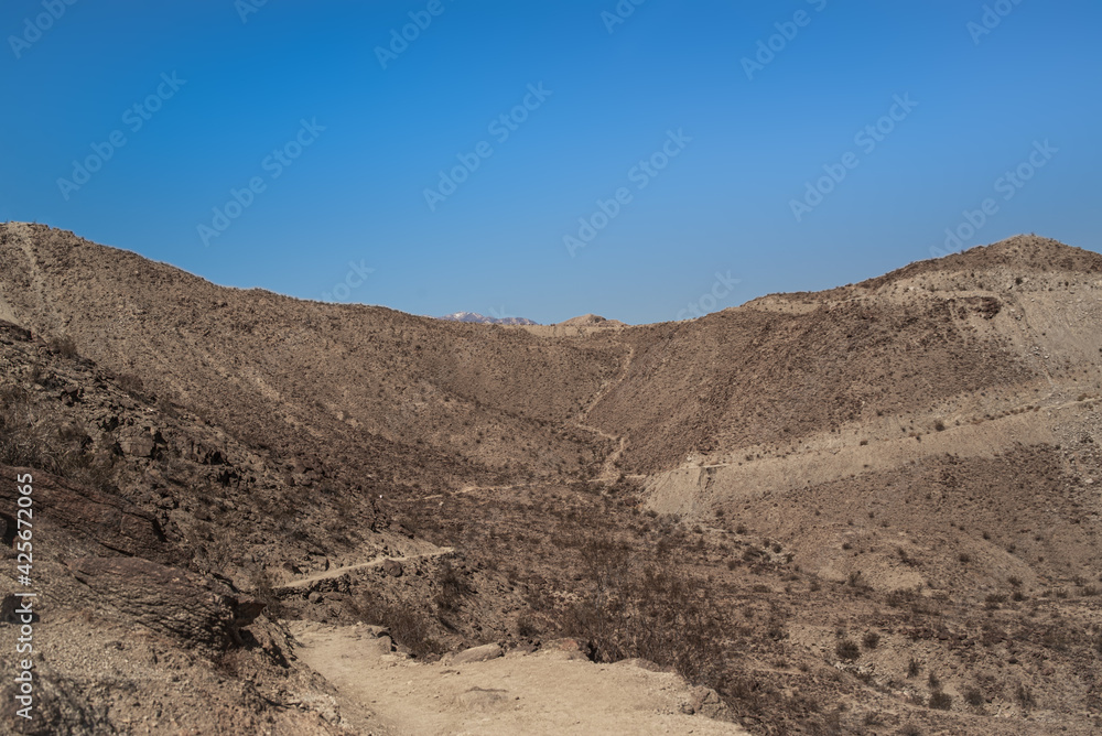 Hiking Trail on Desert Rock Landscape