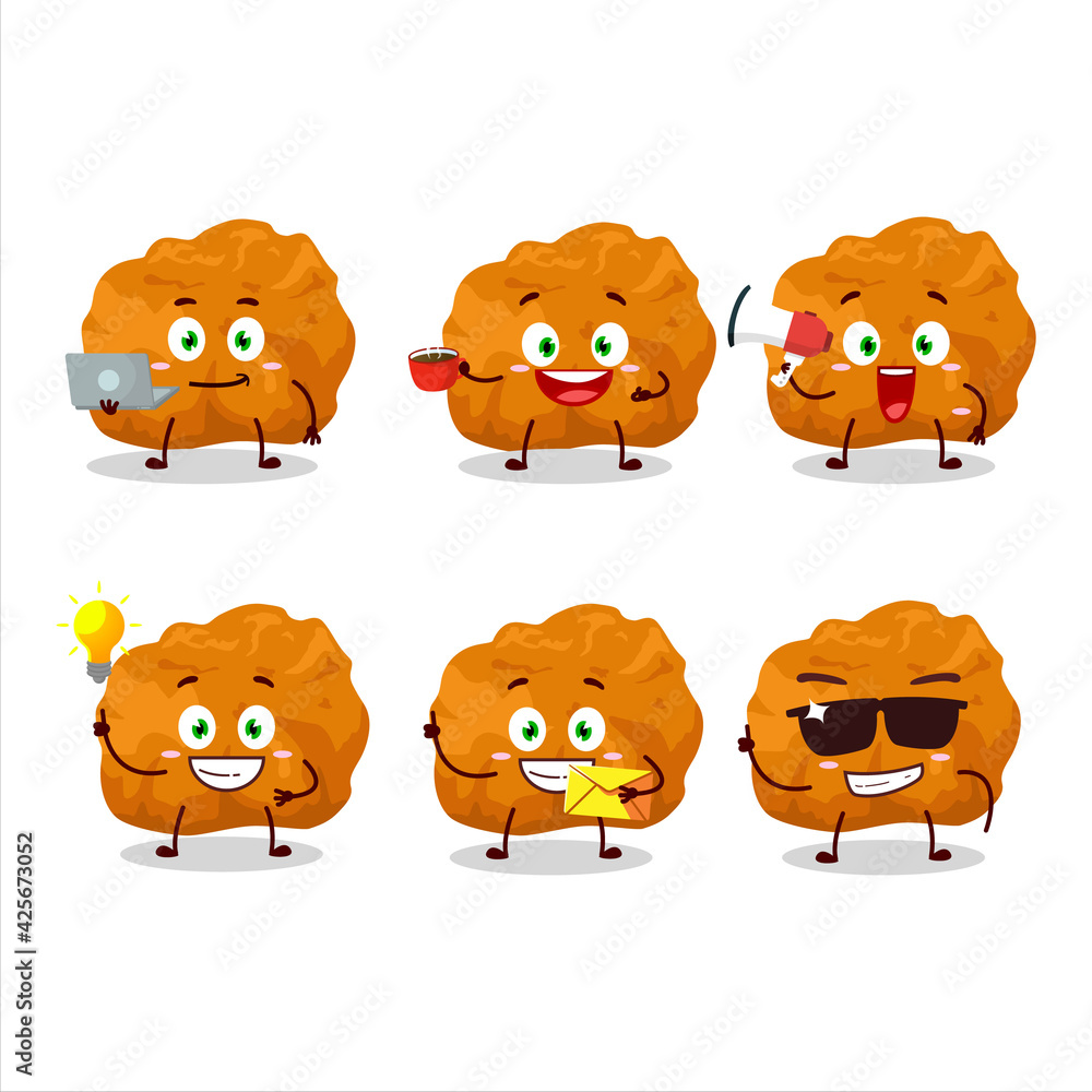 Obraz premium Karage cartoon character with various types of business emoticons